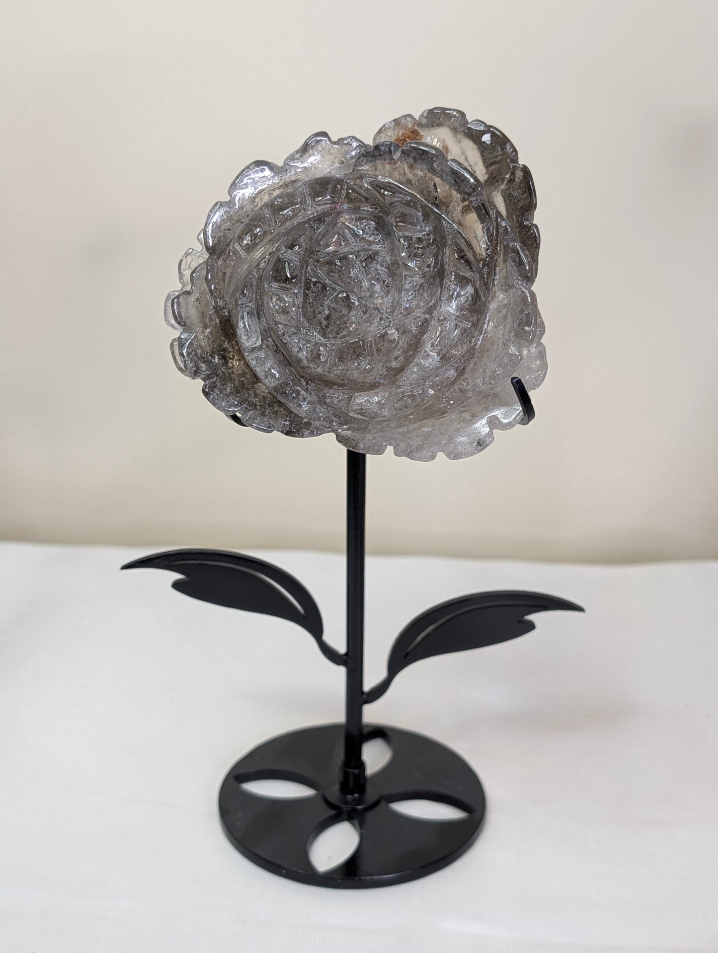 Smoky Quartz Flower on Custom Stand