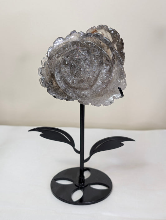 Smoky Quartz Flower on Custom Stand