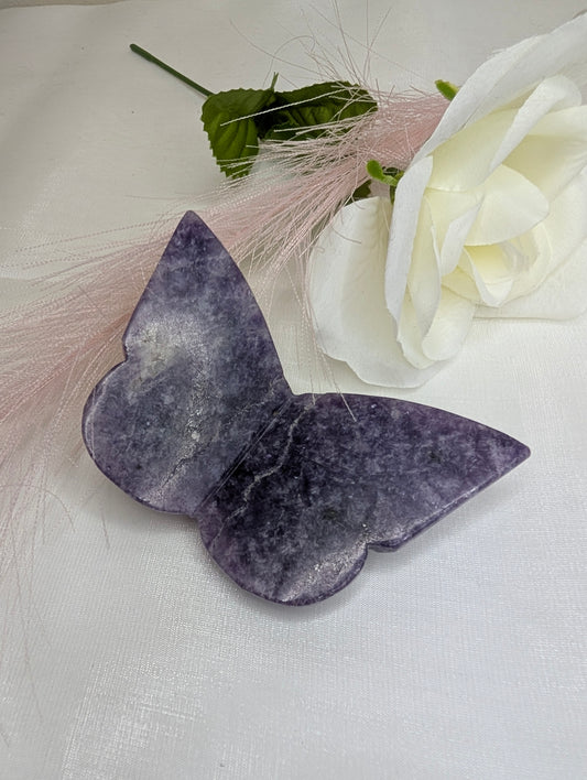 Dark Purple Lepidolite 3D Butterfly
