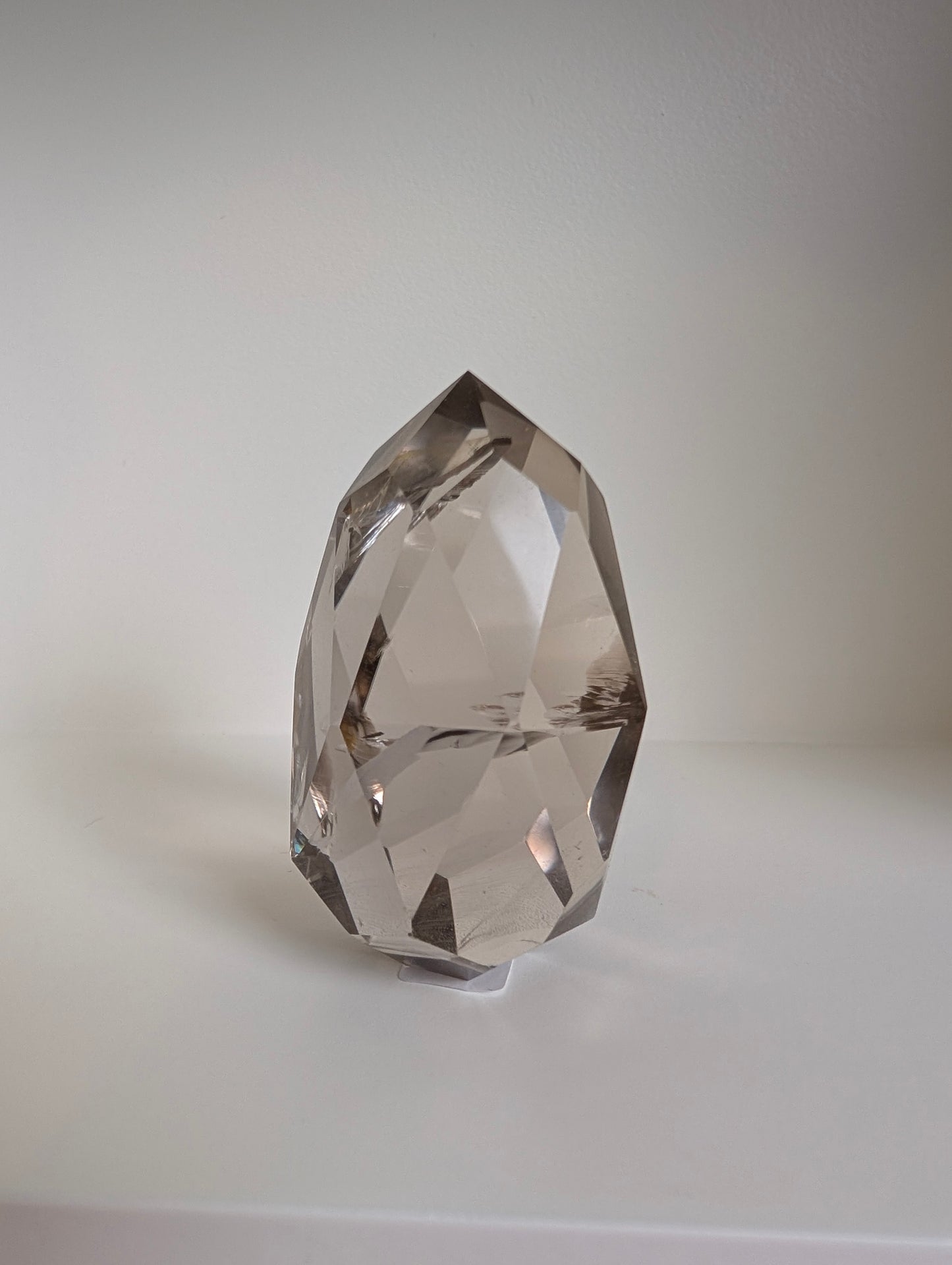 Light Smokey Lemurian Faceted Diamond