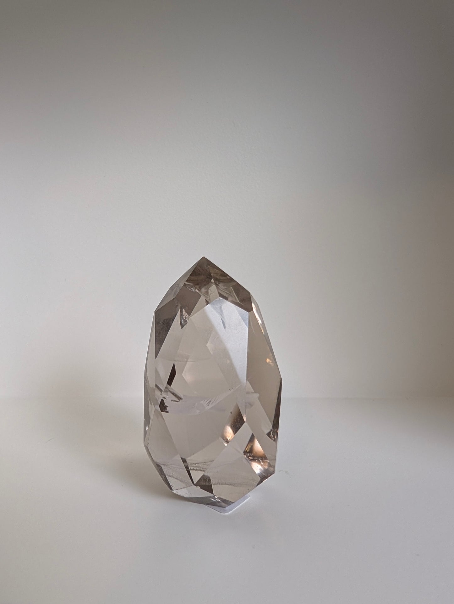 Light Smokey Lemurian Faceted Diamond