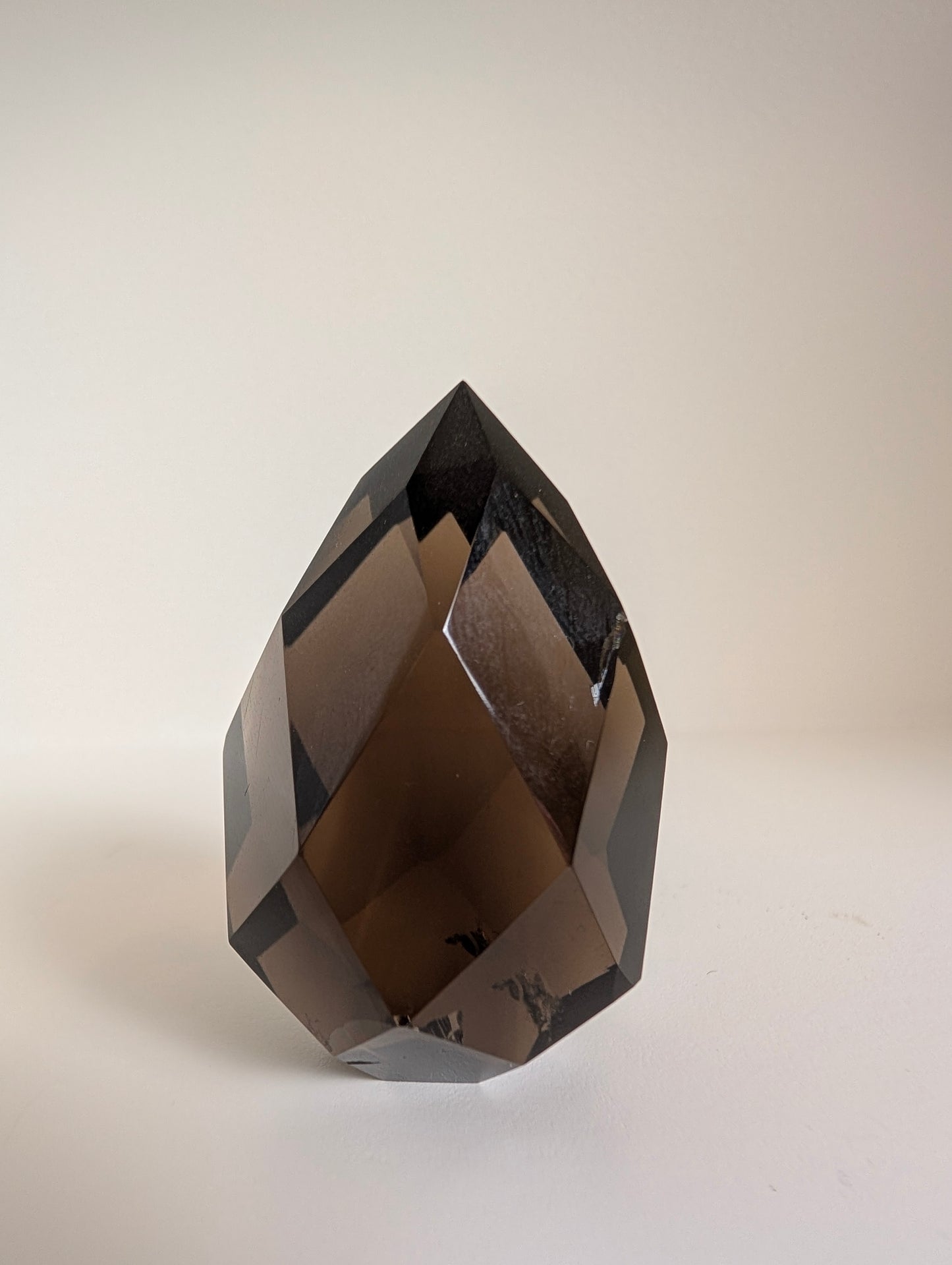 Small Dark Smokey Lemurian Quartz Faceted Diamond